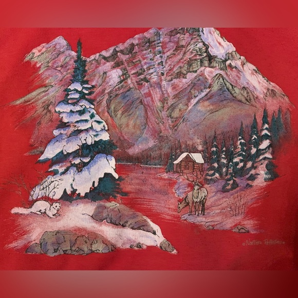 Vintage Nothern Reflection Winter Scene Crewneck Sweater - Picture 3 of 4